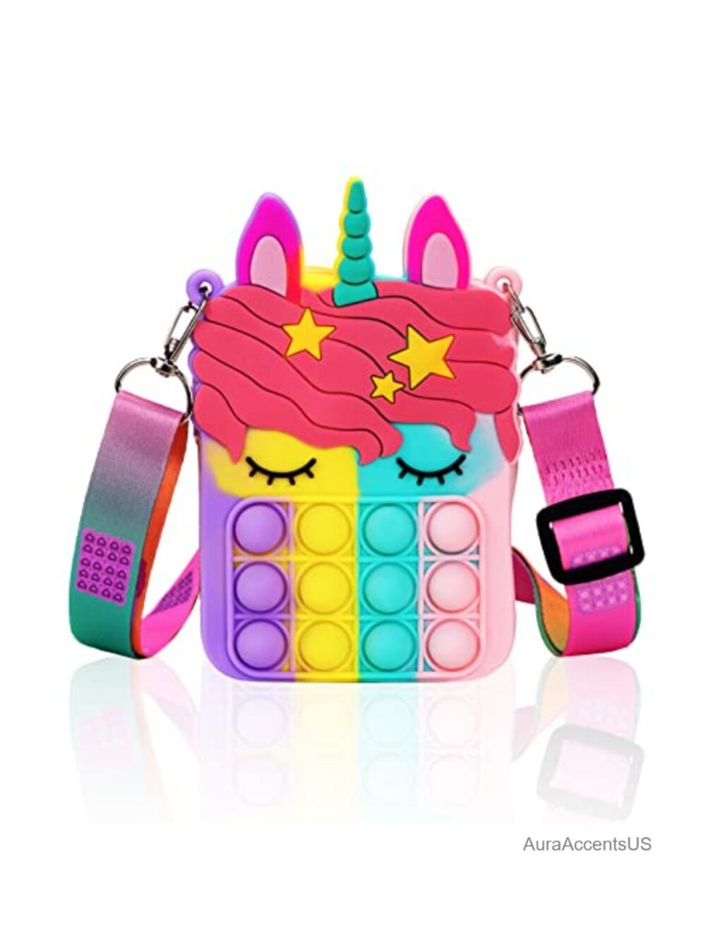 Silicone Pop Fidget Unicorn Shoulder Bag Mini Purse Toy for Girls